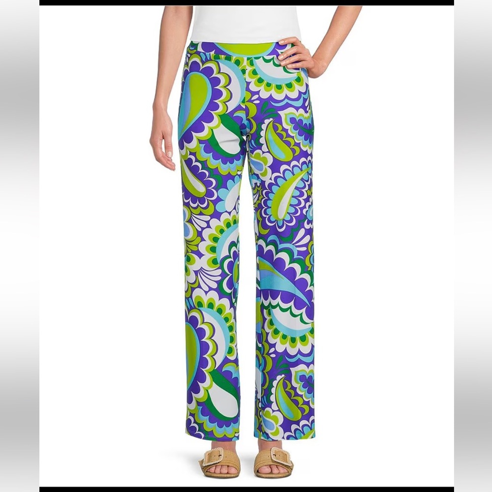 Jude Connally
Trixie Jude Cloth Knit Mod PaisleyIris Print Wide-Leg PullOn Pants